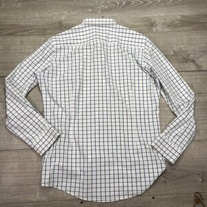 Mizzen+Main Dress Shirt Mens XL White Blue Check Trim Fit Performance Stretch